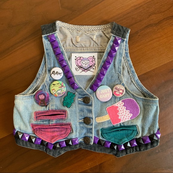 DIY Punk Vest “Ghoul Gang” 12-18 months 🖤💀💖🤘😎 - Picture 12 of 13